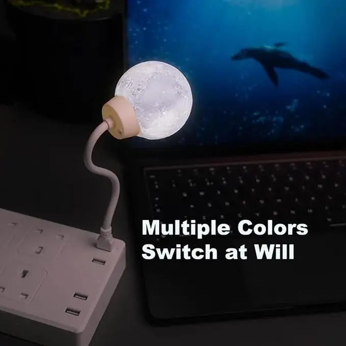 Moon Lamp - Voice Controlled Night Light With 3 Color Temperature Dimming, USB-Powered, Energy-Saving LED Lamp