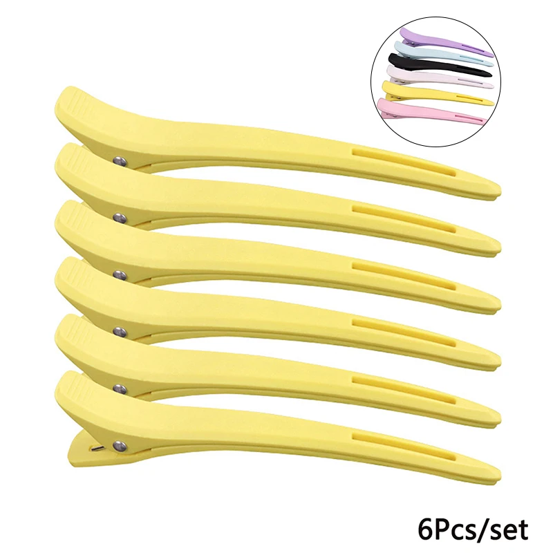 6pcs Hairdressing Hair Clip Salon Alligator Hair Clips Plastic Non-Slip Clamps Salon Hair Care Styling Tools