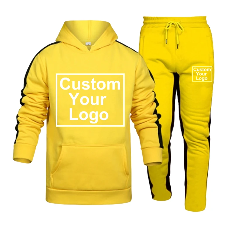 Customized logo fashionable men's casual set outdoor sports jogging set hoodie+sports pants sportswear set