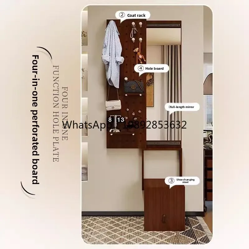 A-10 oldable Full Body Vintage Style Folding Shoe Changing Bench with Integrated Clothes Rack for Home Entrance Hidden Pegboard