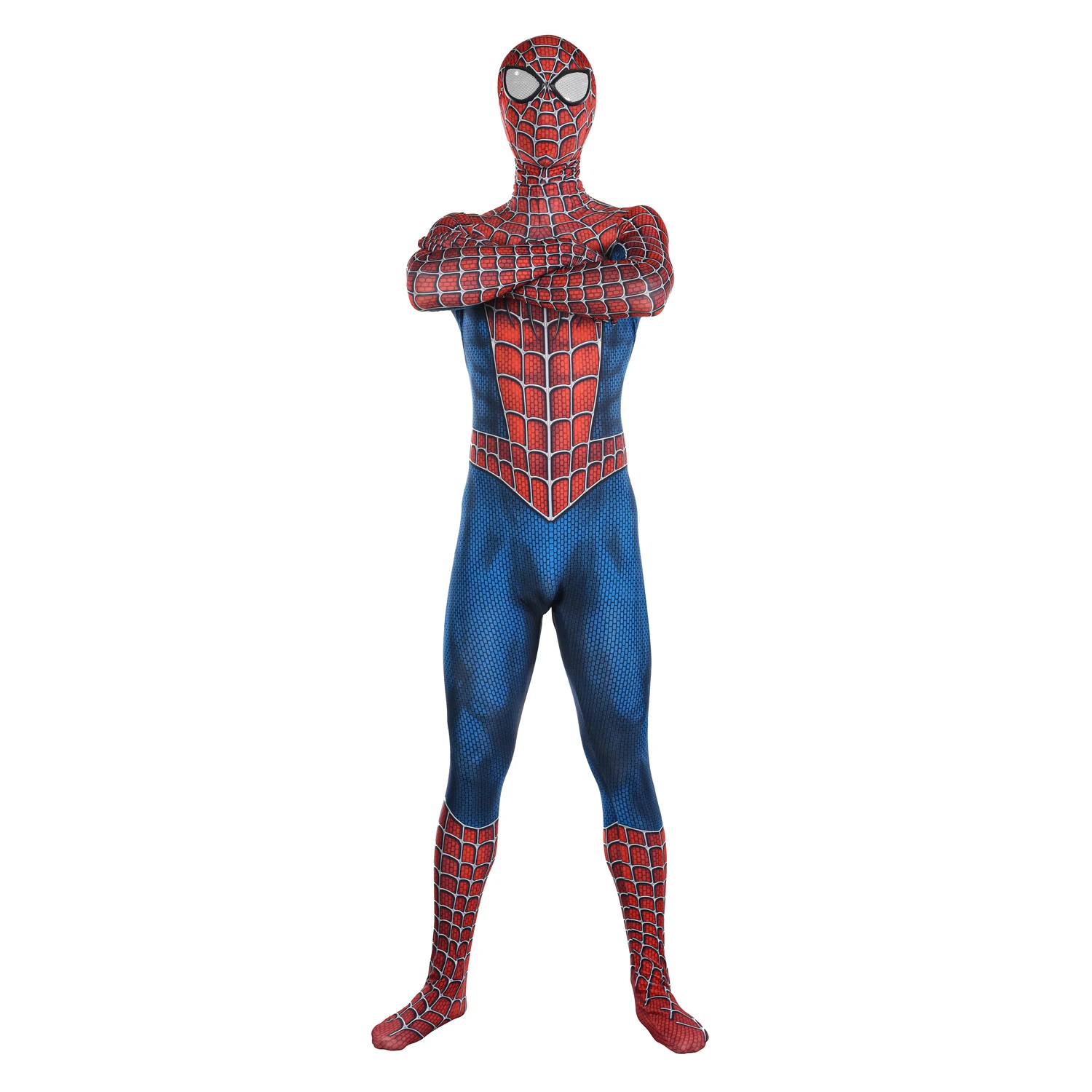 LOCAL WAREHOUSE-Blue Tony Raimi Web Hero Costume Unisex Halloween Themed Party Cosplay Full Body Suit with Removable Mask