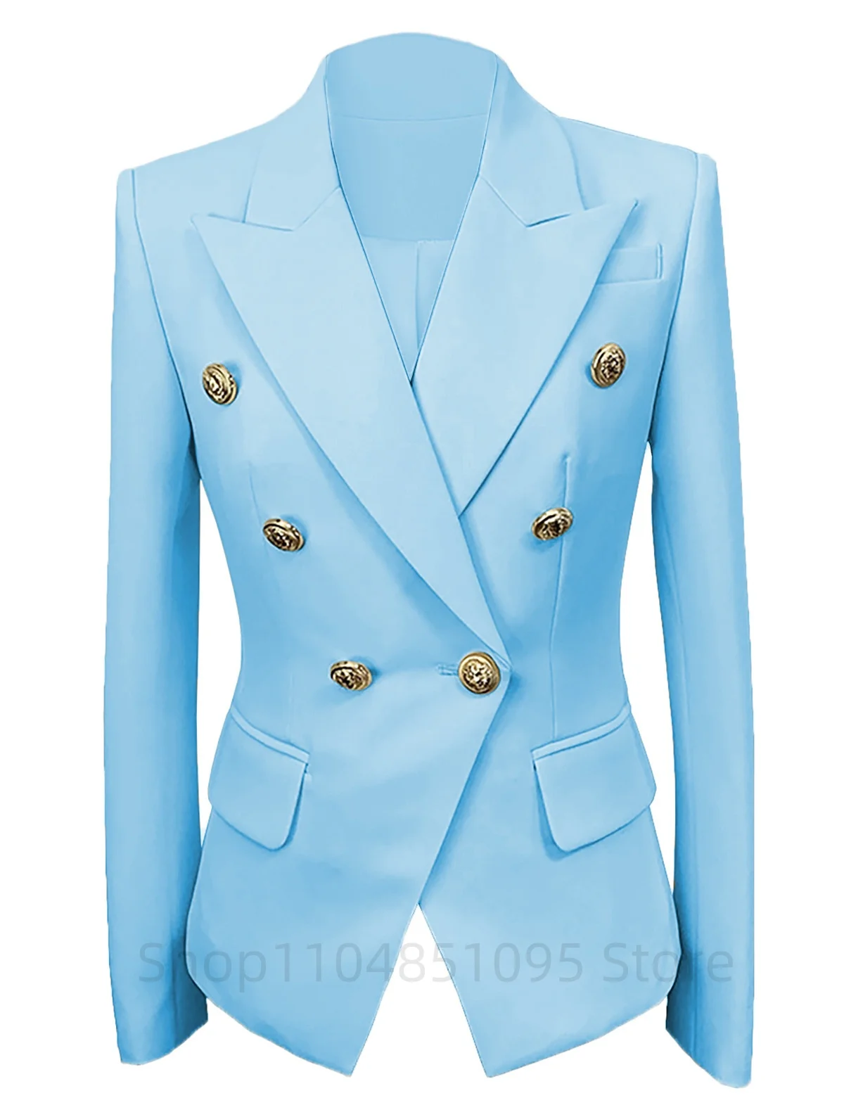 المرأة مكتب سيدة بدوره إلى أسفل طوق السترة معطف خمر أزرار الذهب الموضة طويلة الأكمام السيدات ملابس خارجية بلوزات أنيقة للحزب #4