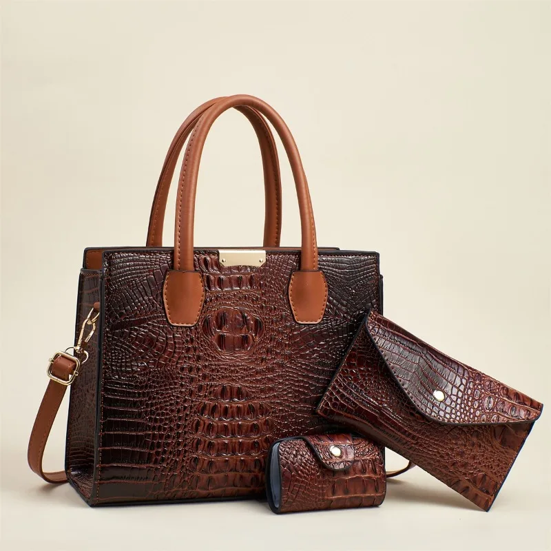

2025 New Vintage Crocodile Print Tote Bag - Women's Spacious Crossbody Purse, Minimalist Stylish Shoulder Bag, Elegant Handbag