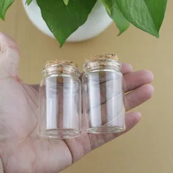 12 pcs/lot 25*37*60mm 40ml Small Glass Bottle Stopper Storage Jar Spice Bottle Containers tiny jars Vials Cork Bottle