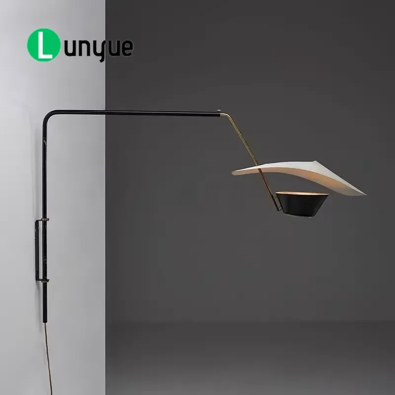 French Modern Rocker Arm Wall Light Metal Long Arm Rotary Retractable LED 2700K For Living Room Restaurant Study Fishing