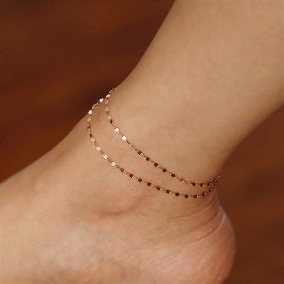 Bracelet de cheville minimaliste en acier inoxydable pour femmes et filles, bijoux de pied, bracelet pieds nus, document doré, 316 l