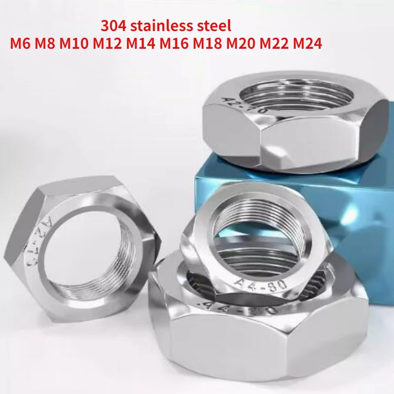 

2-40Pcs Fine Thread M6 M8 M10 M12 M14 M16 M18 M20 M22 M24 304 A2-70 Stainless Steel Hex Hexagon Thin Nut Jam Nut DIN439