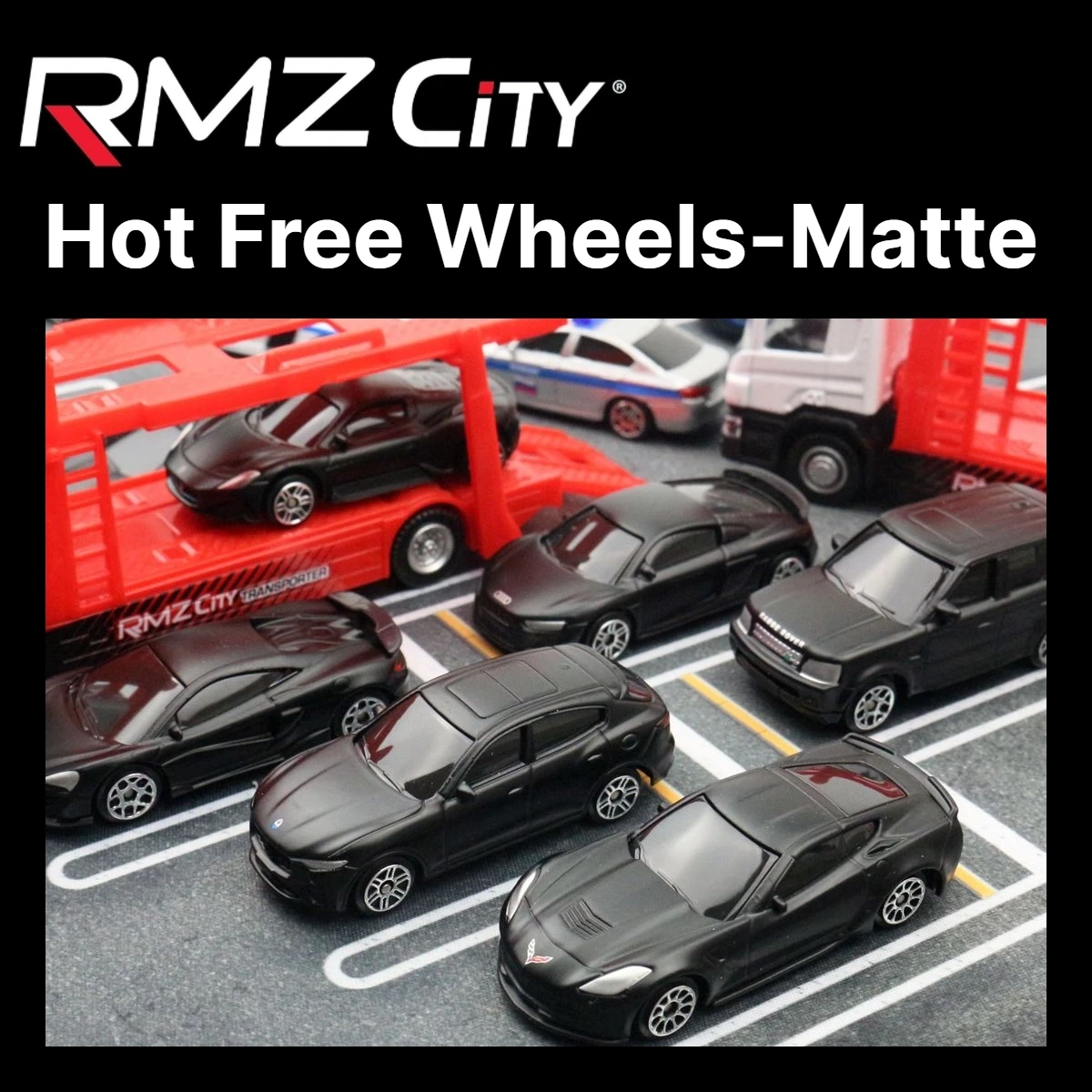 Hot Free Wheels Special 1/64 Toy Car For Children 1:64 RMZ City Matte Black Miniature Diecast Race Super Sport Vehicle Match Box