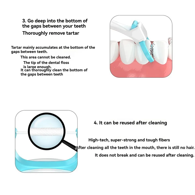 A74G-Electric Flosser 50 Replacement Heads Power Flosser And Electric Toothbrush For Home And Travel Rushing And Flossing White