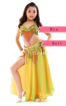 

Children Belly Dance Indian Dance 2 Pieces-3 Pieces Bra, Belt and Skirt High Quality New Belly Dance Costume