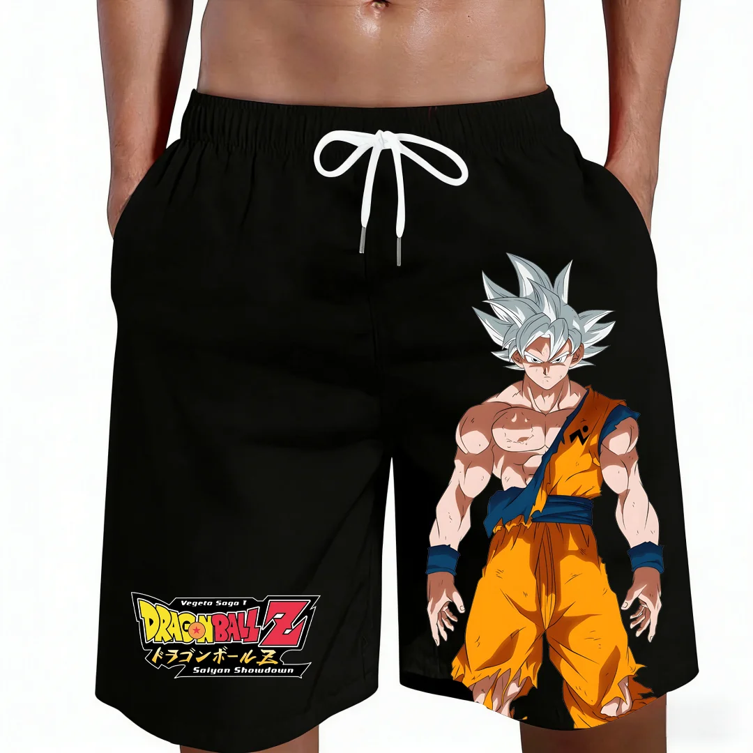 2026 New Dragon Ball Goku Ultra Instinct Anime Print Beach Shorts Casual Loose Family Matching Outfits Summer Quick Dry Sports