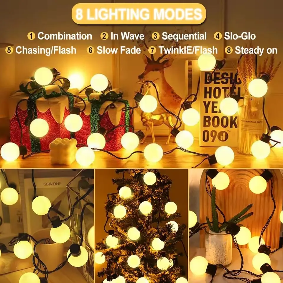1PC LED Solar Light String,Outdoor White Balls Decoration Lights Hanging Lights For Garden,Yard,Patio,Balcony,Camping&Holidays