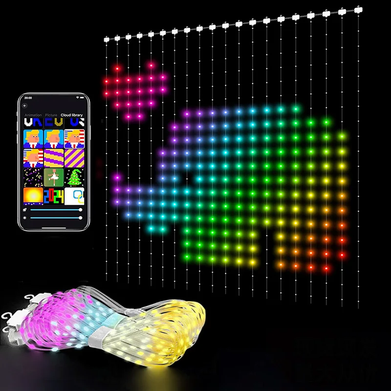 Smart Curtain Lights Supports Dynamic DIY App Control For Party Decoration Create Atmosphere Available Indoor And Outdoor