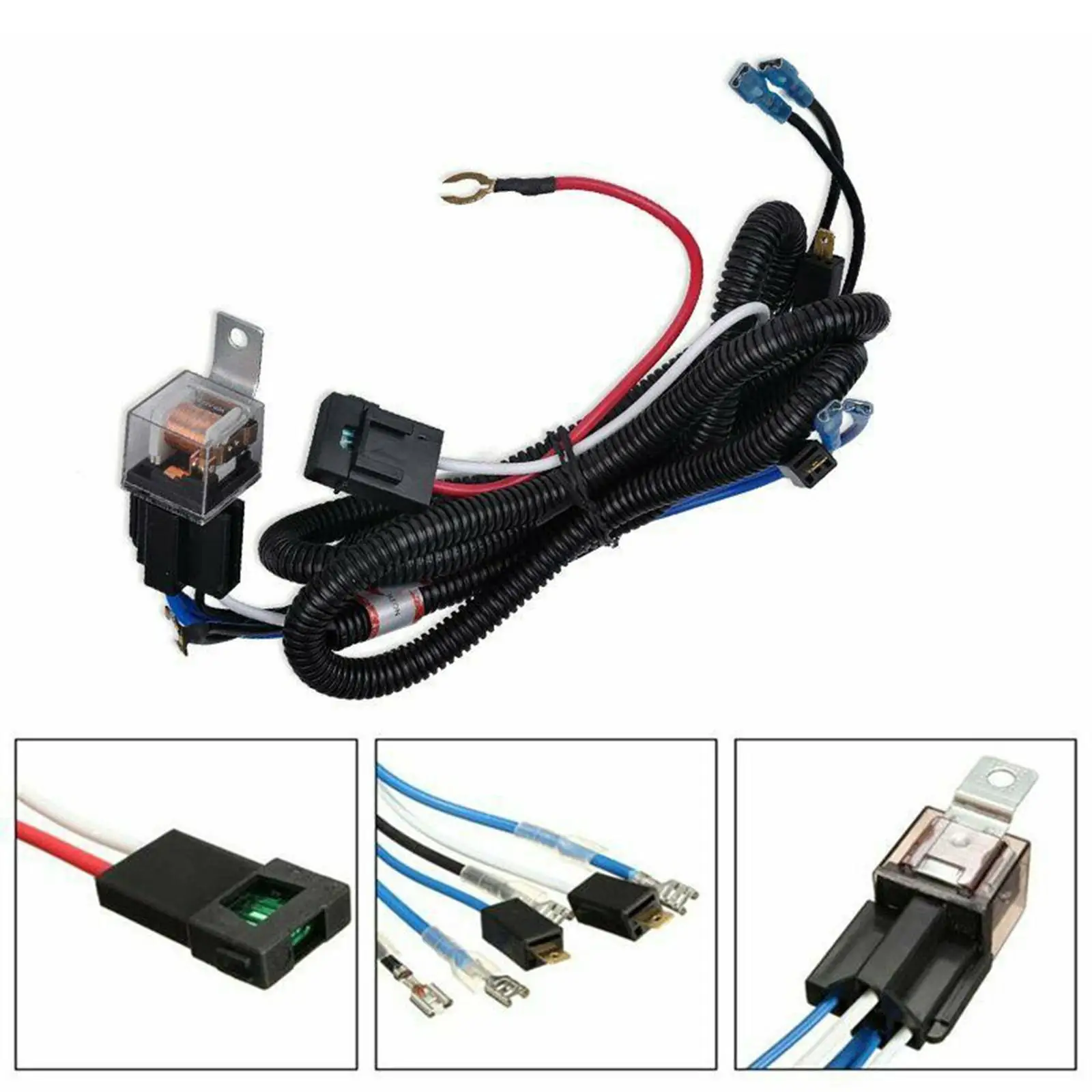 Bocina y arnés de cables de 12V/24V, relé para rejilla de coche, montaje de sonido de explosión, longitud Total de 170cm, piezas de repuesto para automóviles