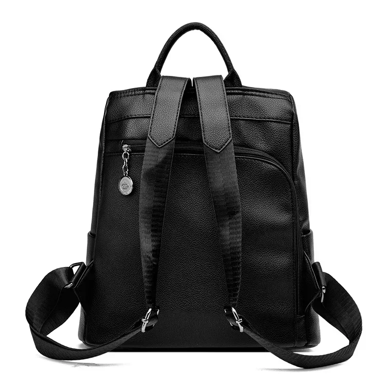 Moda mochila de couro bolsa de ombro simples bolsa anti-roubo multifuncional viagem pu macio mochila mochilas mulher meninas