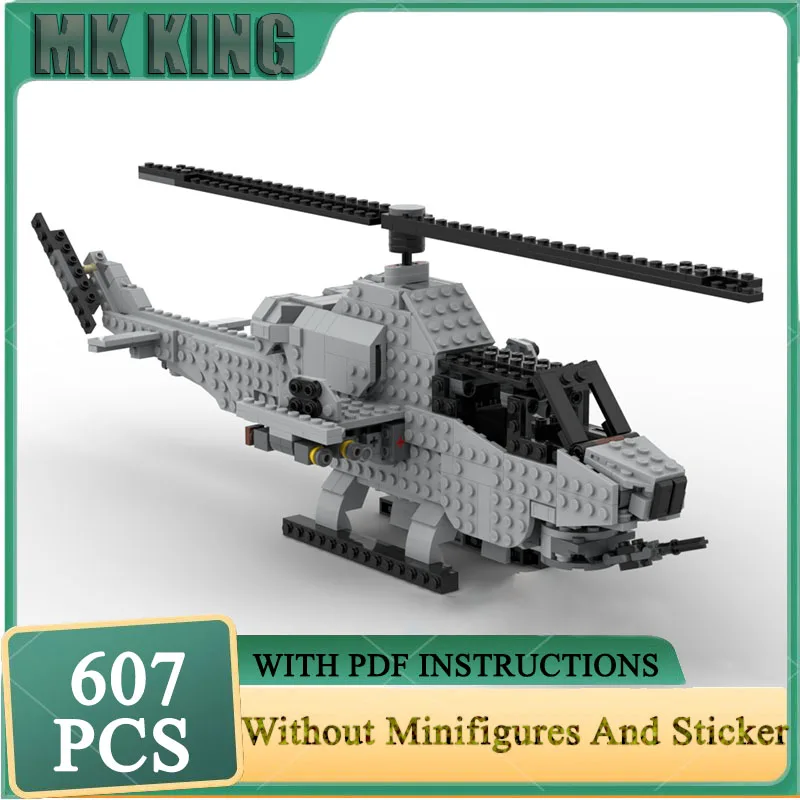 

Moc Building Bricks Modular Military AH-1W Super Cobra Helicopter Model Technology Blocks Christmas DIY Toy Construction Gifts