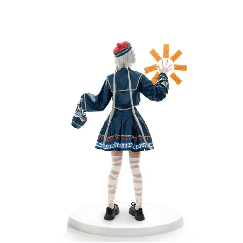 Retro estilo chinês zumbi vampiro cosplay traje dia dos mortos halloween cadáver noiva fantasia vestido lf [5