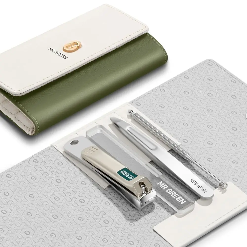 

Colorful Manicure Set with Pedicure Kit and Personal Care Tools, Facial Hair Scissors, in Fashion Case