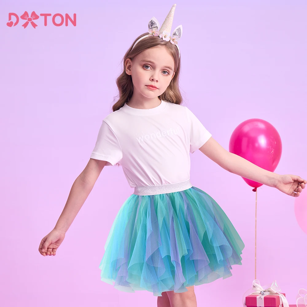 

DXTON Children's Mini Pettiskirt For Girls Fluffy Irregular Kids Baby Skirt Tulle Patchwork Ballet Dance Party Girls Costume