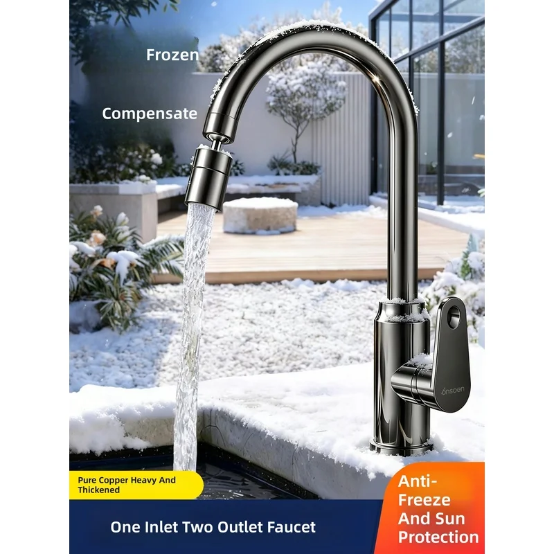 Antifreeze outdoor faucet, sun‑proof, single‑cold water outlet, specially designed for balcony washbasins, garden outdoor poo...