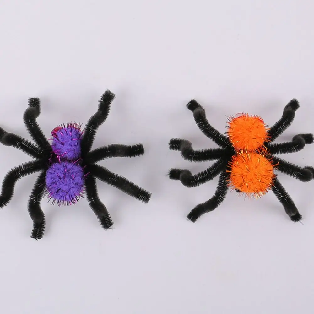 محاكاة مقاطع شعر عنكبوت الهالوين، مجوهرات شعر بلاستيكية، مشابك غطاء رأس للهالوين، دبوس شعر عنكبوت على شكل حيوان لطيف
