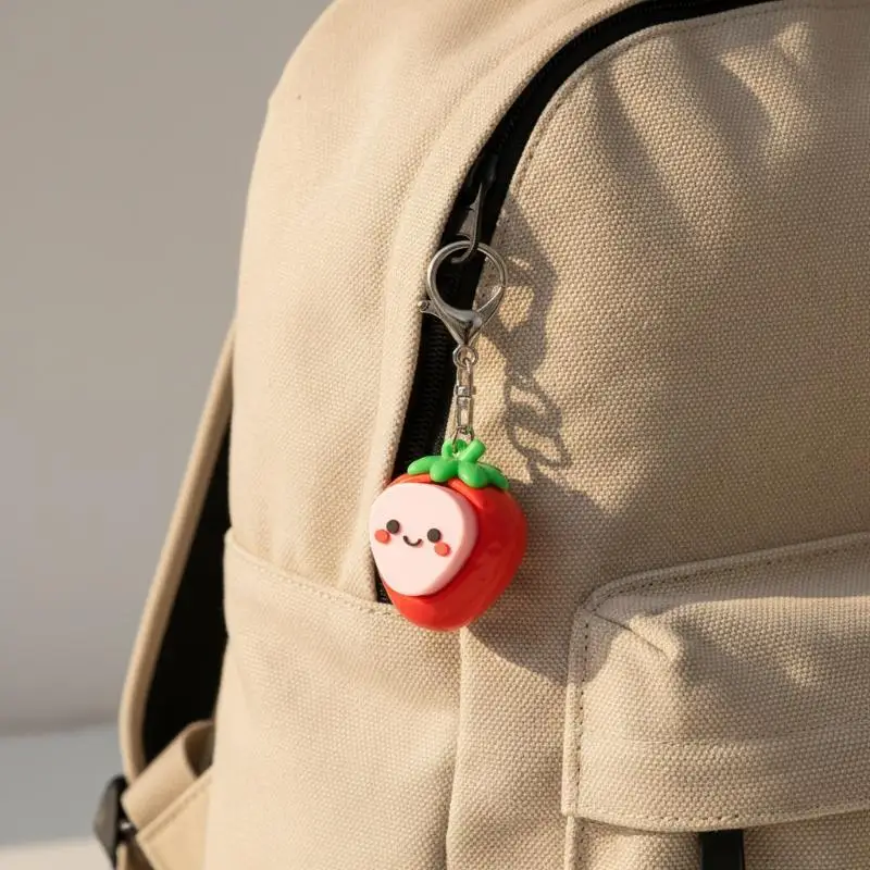 1 Stück Niedlicher 3D-Erdbeer-Schlüsselanhänger Kawaii Frucht-Schlüsselring mit Karabinerhaken Taschenanhänger Geschenk für Frauen und Mädchen – Detail 1
