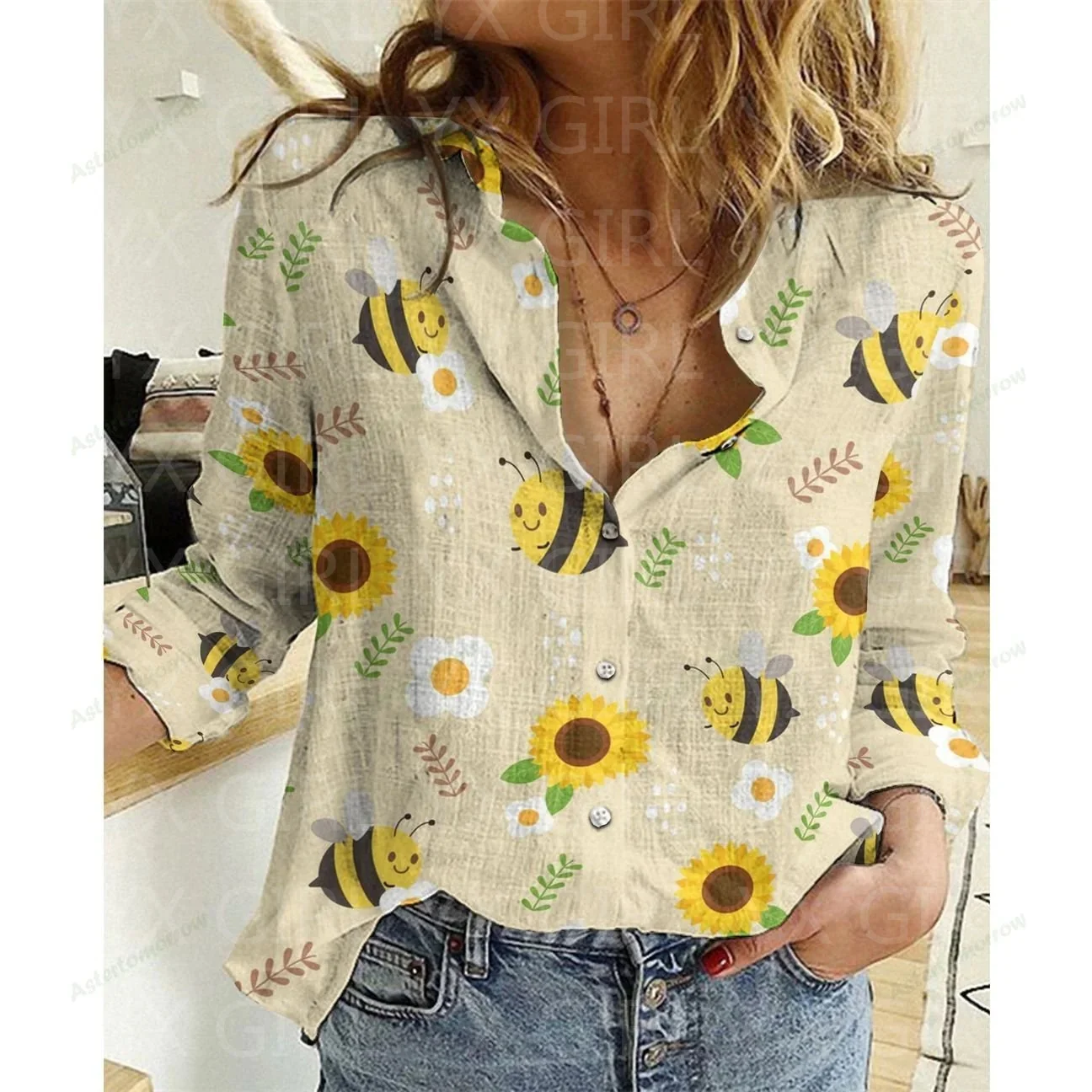 Cacti And Succulents Printed Casual Shirt 3D Printed Button-down Shirt Women\'s Casual Unique Streewear