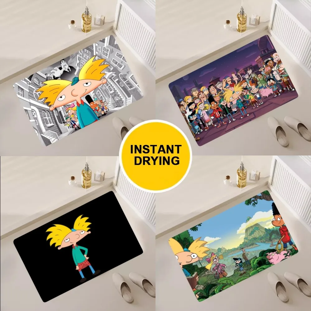 H-Hey Cartoon A-Arnold Floor Mat Bedroom Kitchen Door Bath House Super Absorbent Foot Non-slip