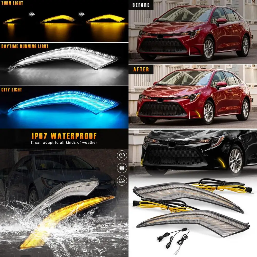 

2-Pack LED Fog Lights, Amber/White/Blue, for 2020-2022 Toyota Corolla LE/XLE/Hybrid, Front Bumper, with Wiring Harness