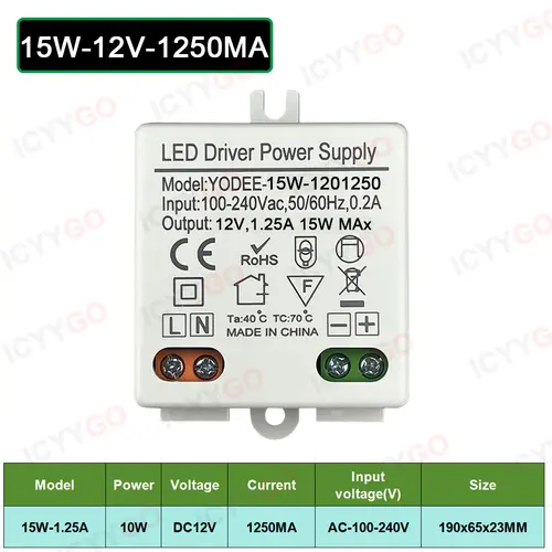 3W 6W 10W 12W DC12V 24V Lighting Transformer 250MA 500MA 830MA 600MA Driver Suitable For LED Light Strip 3528 5050 Power Supply - Image 14