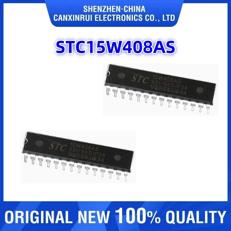 Genuine STC15W408 AS MCU STC15W408 AS-35I-SK-DIP28 straight plug 28 pin