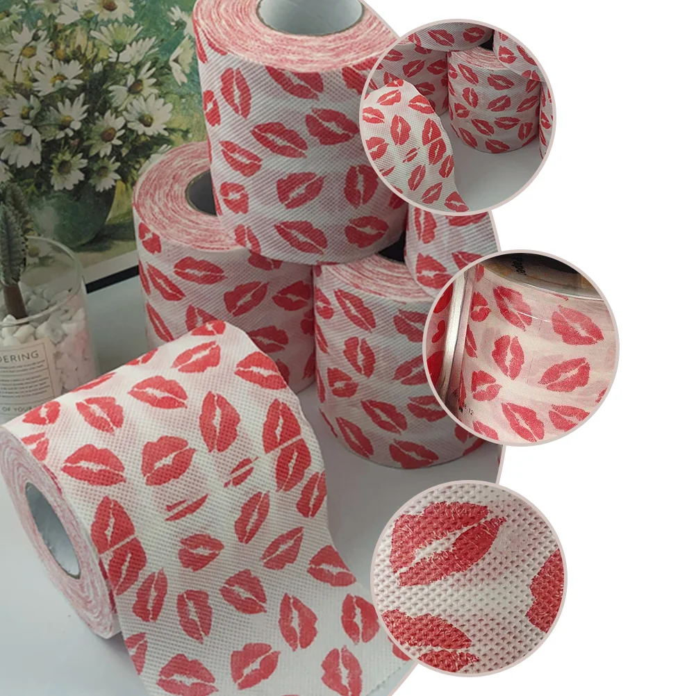 Red Lipstick Printed Roll Tissue Napkin Decorative Printing Pattern Kitchen Paper Christmas Home Toilet Restaurants Napkins