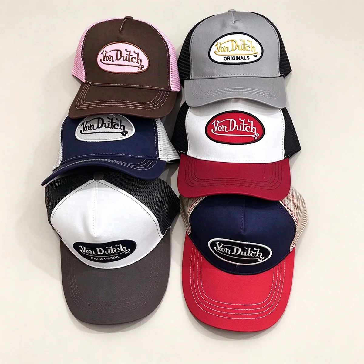 Casual fashion VON Baseball Cap Breathable shade Alphabet embroidery Sunblock Mesh Embroidered DUTCH Trucker Hat