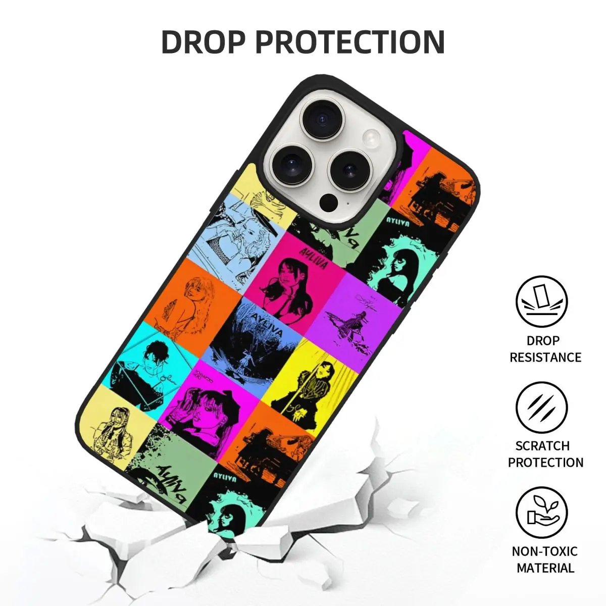 아이폰 15 프로 TPU 충격 방지 커버용 Ayliva 가수 음악 전화 케이스 렌즈 보호