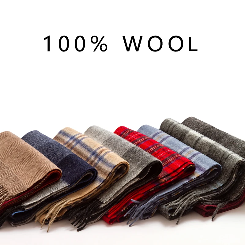 Scarf Men Winter Strip Solid Plaid Wool Scarf Luxury Classical Warm Long Soft Cashmere Winter Scarves for Men Winter Accessories