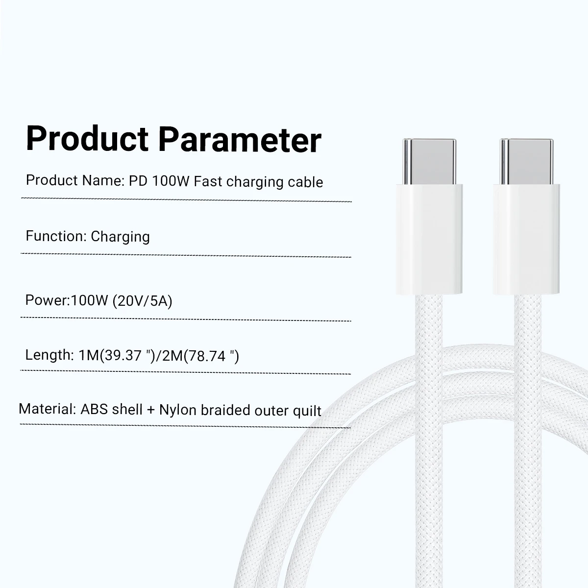 고팔라 나일론 편조 100W USB C to USB C 케이블, 삼성 S24, S24 +, S24 울트라, S23 +, S23 울트라, 맥북, 아이패드 프로 에어, 픽셀 화이트