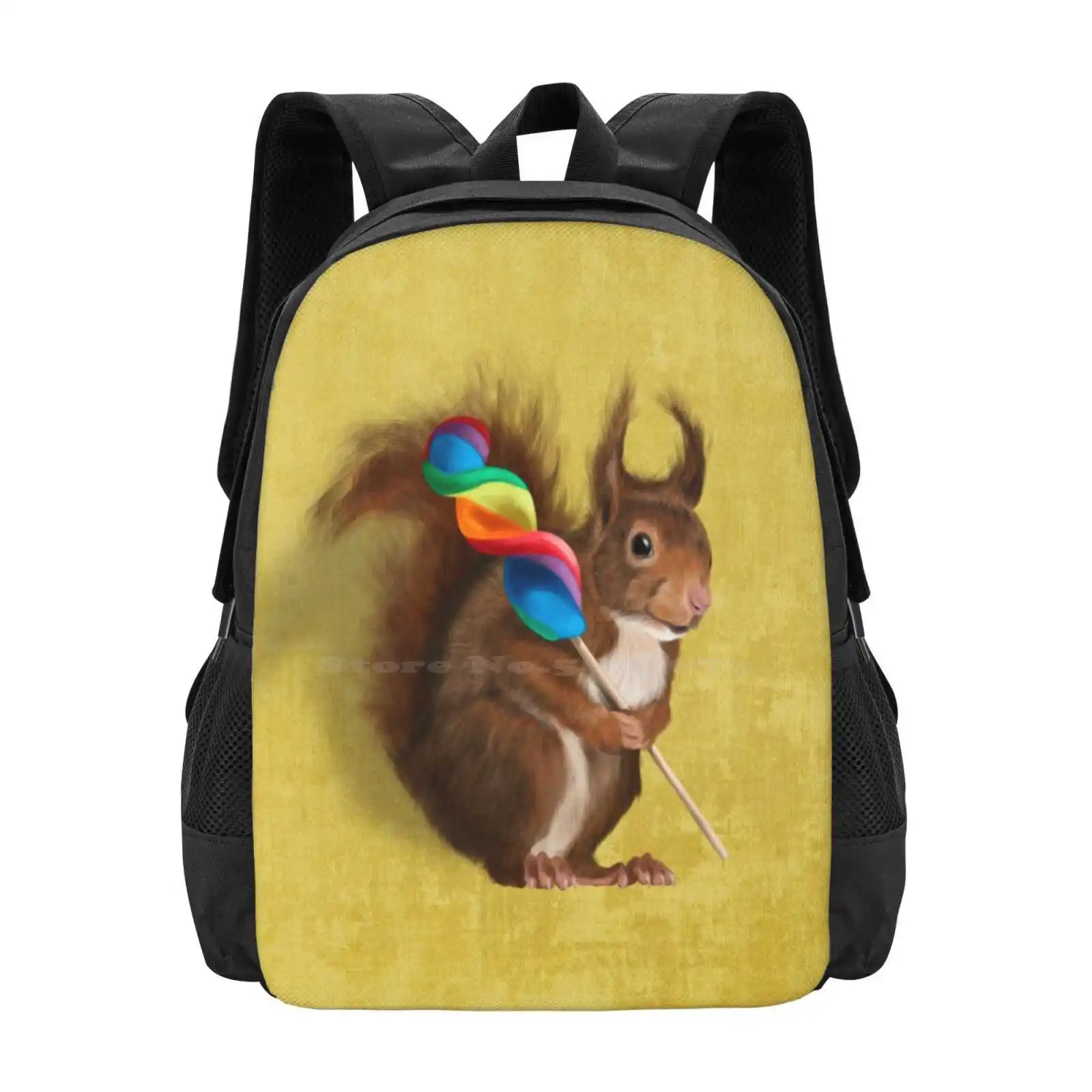 Squirrel With Lollipop Hot Sale Backpack Fashion Bags Squirrel Art Squirrel Illustration Lollipop Squirrel Home Squirrel