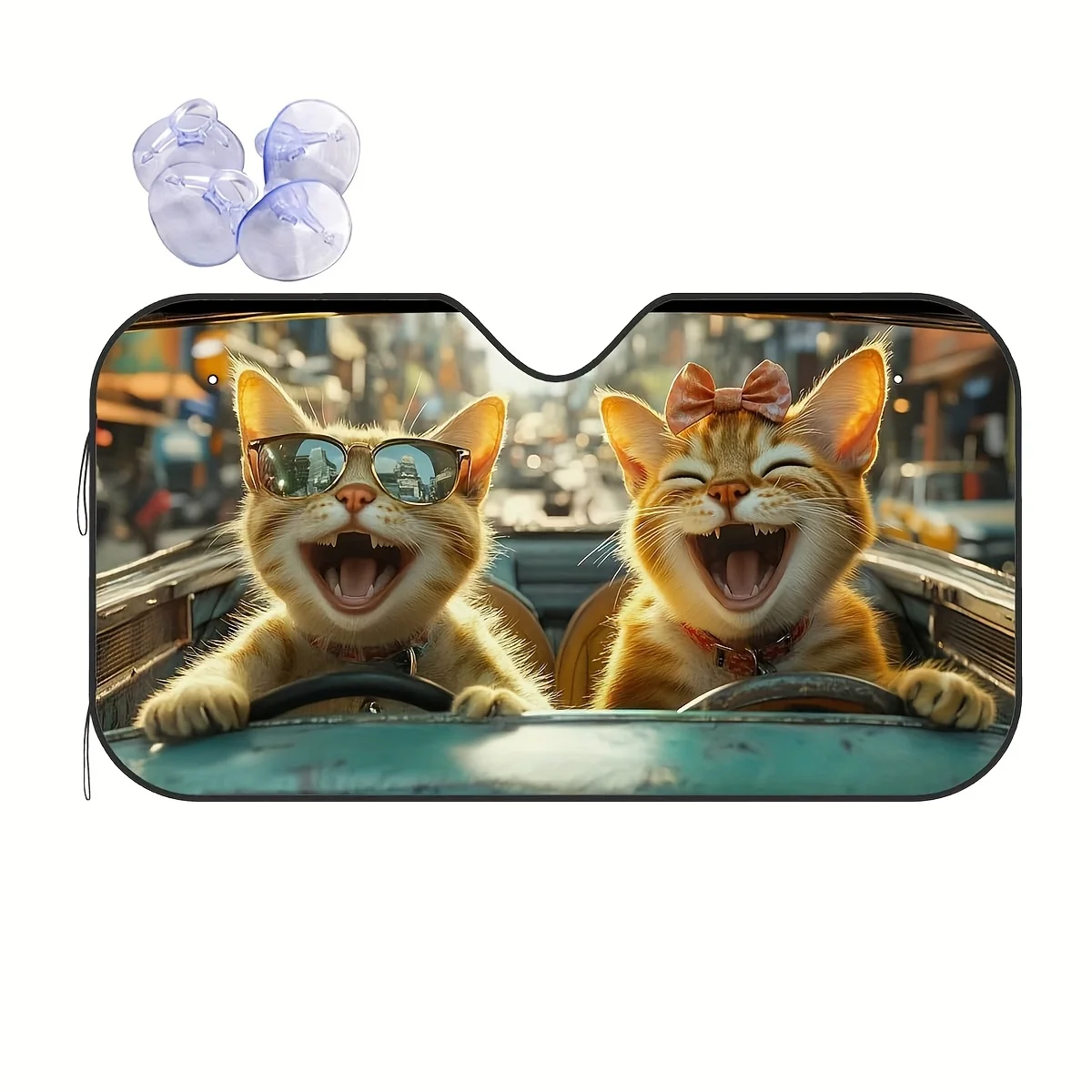 

1 шт., очки Happy Cats с рисунком вождения, солнцезащитный козырек на окно автомобиля — защита лобового стекла, защита от ультрафиолета, простая установка, сохраняет автомобиль