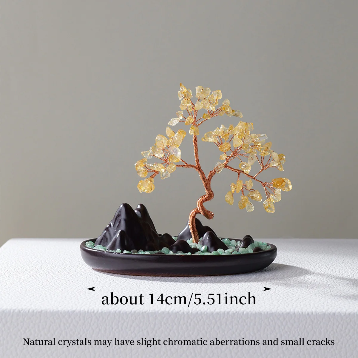 1pc Natural Crystal Rockery Treasure Pot Wealth Tree Citrine Crushed Stone Home Office Desktop Wealth Ornament