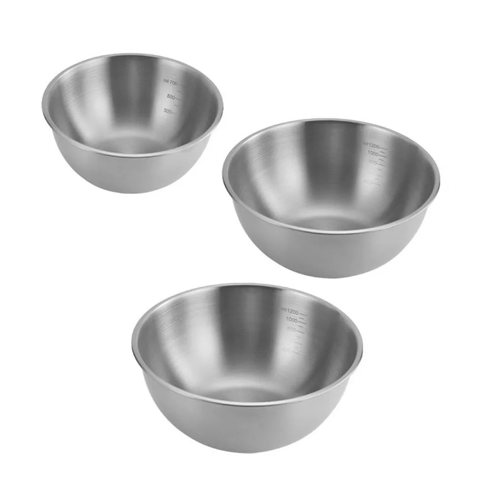 3 Pcs Stainless Steel Mixing Bowls Set Thickened Rust Resistant for Dough Mixing For Baking Salad Tossing Prep