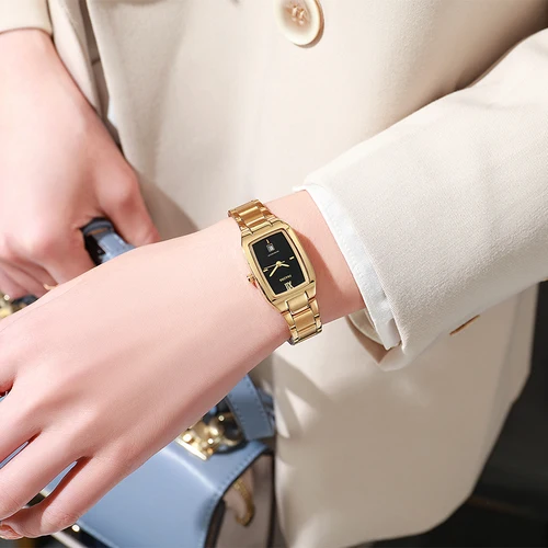 Imagen 2 del producto Reloj WWOOR elegante para mujer, Reloj de pulsera de cuarzo resistente al agua de acero inoxidable a la moda, relojes de pulsera de lujo con fecha, Reloj para mujer