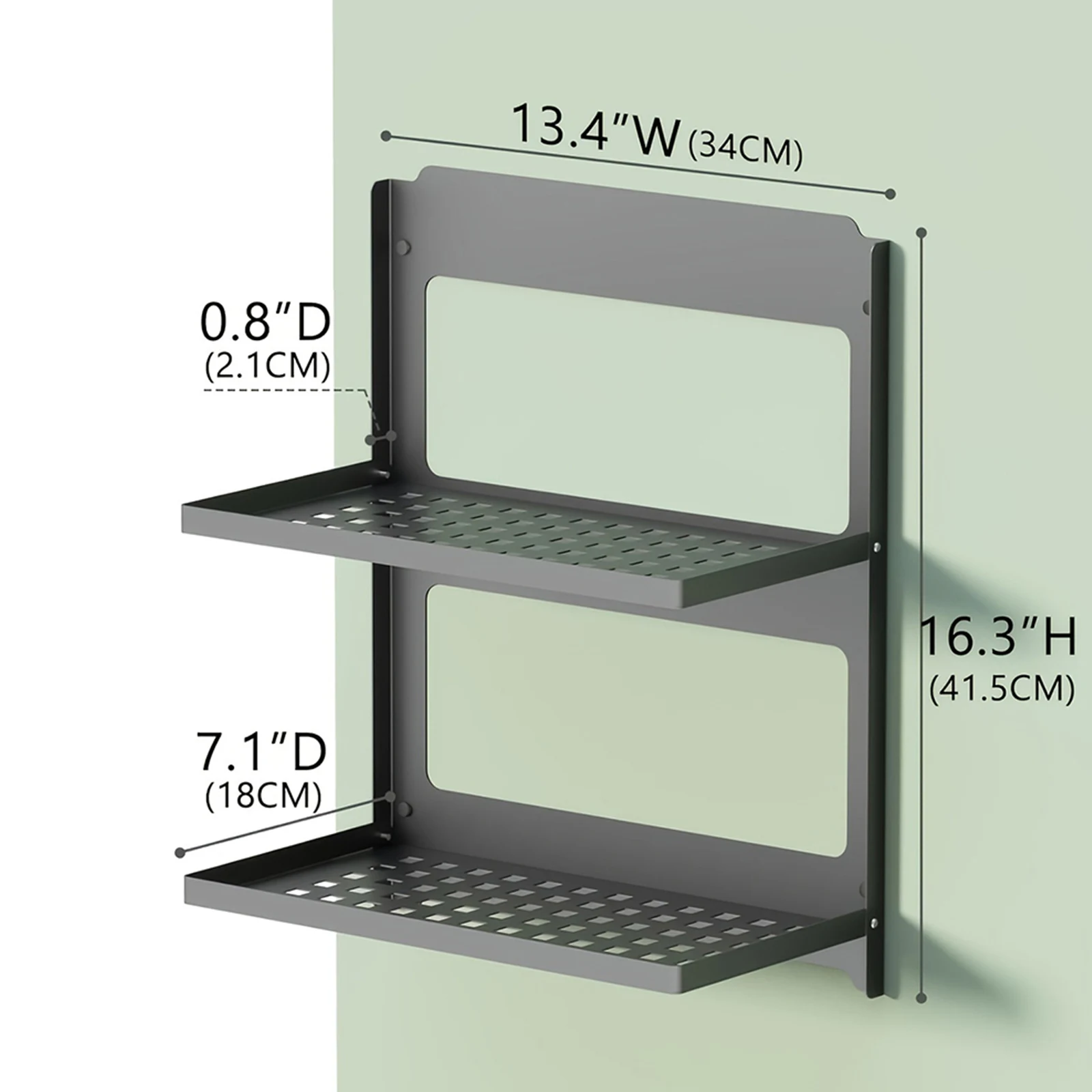 2-Tier Table Storage Rack Wall Mounted Storage Rack Wall Shelve for Basement Coffee Bar Kitchen Room Office