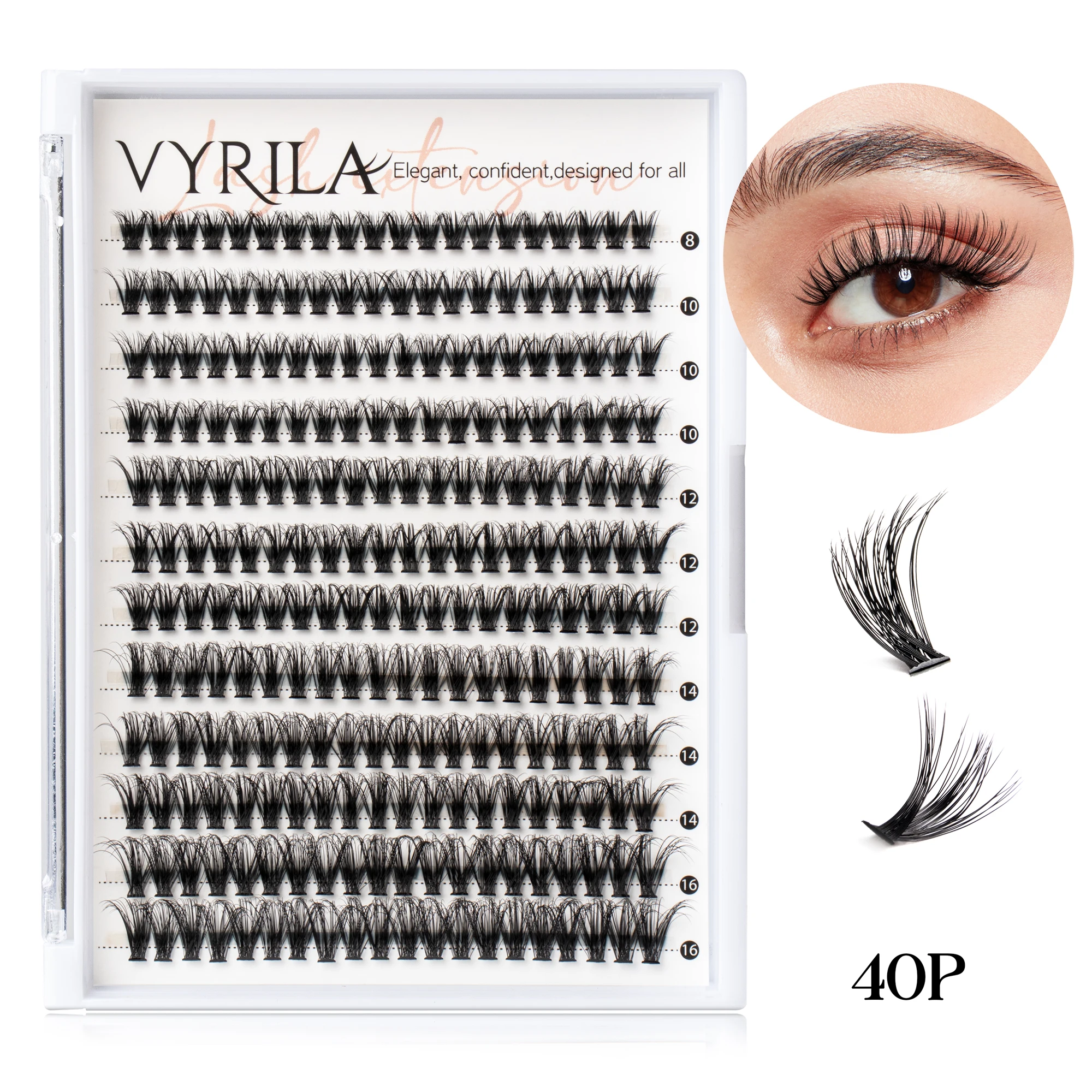 Einzelne Wimpern-Cluster, C-Curl-Mix, Wimpern-Cluster, 3D-Wimpernverlängerung, 0,1 mm, superdünnes Band, wiederverwendbare natürliche Wimpern