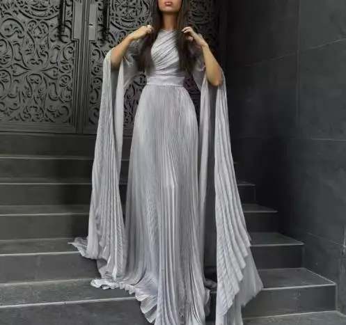 

Summer 2025 Women's Elegant Long Evening Dress Solid Color Waist Design New Arrival