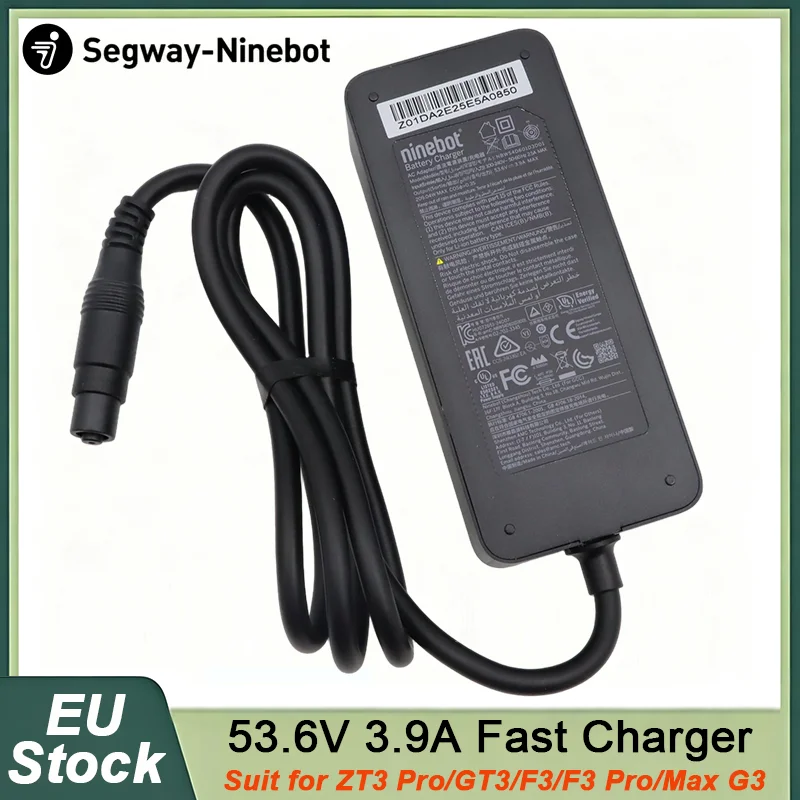 Caricabatterie originale ad alta velocità, 53,6 V, 3,9 A, per monopattini elettrici Ninebot by Segway GT3, ZT3 Pro, Max G3, F3, F3 Pro, 100-240 V, 210 W, adattatore di alimentazione per batteria al