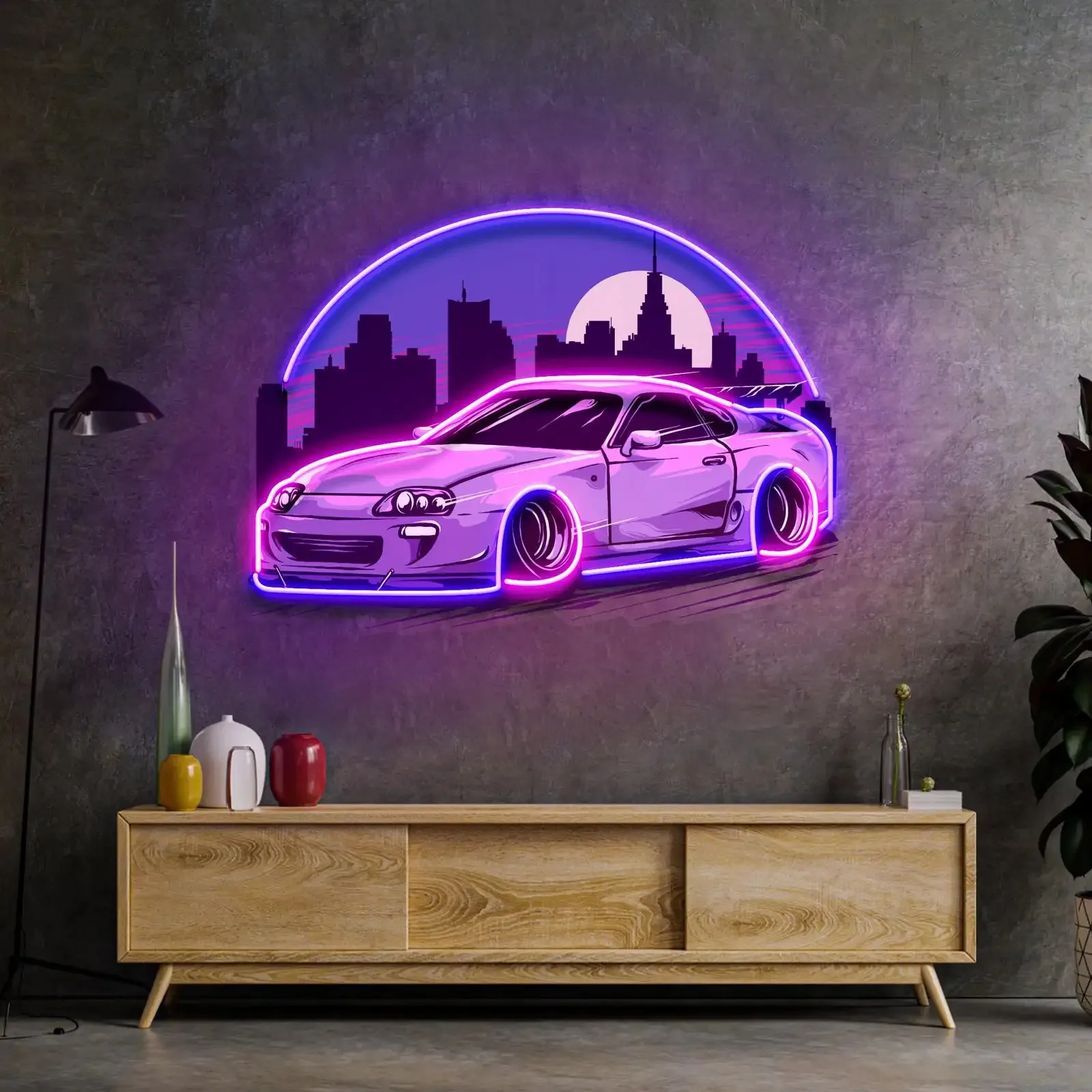 Sport Car Neon Sign Car Speed Business Shop Wall Hanging UV Printed Sign Business Shop Decor