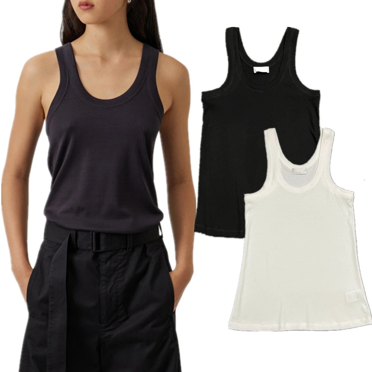 

Maxdutti Minimalist Cotton Sleeveless T-shirt Summer Tank Tops Solid Sexy Slim Fit T-shirt Woman Clothes Female Clothing 2026