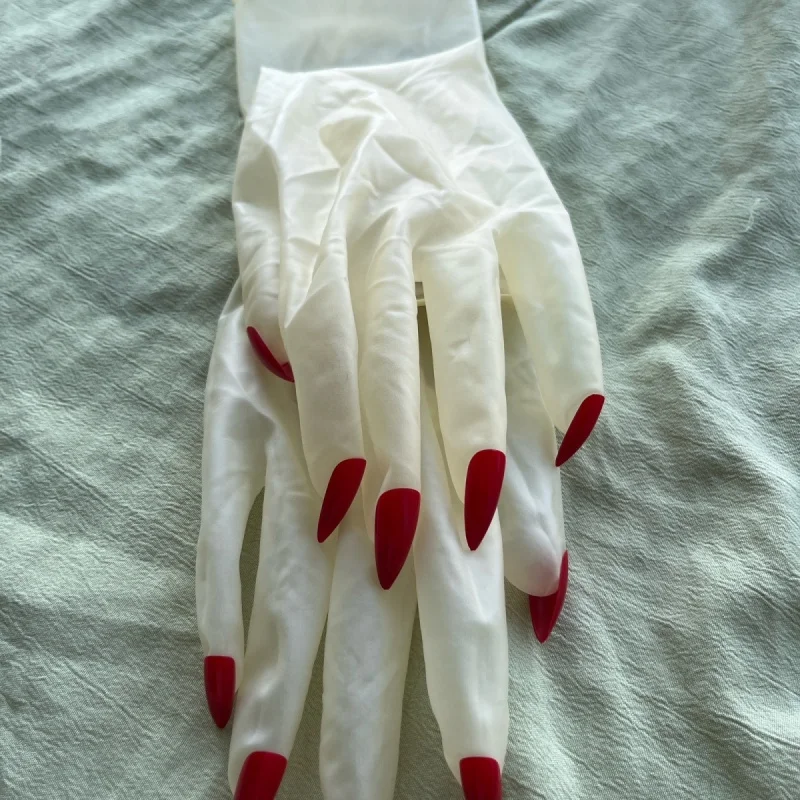 Latex Gloves Manicure Sexy One-Piece Ultra-Thin Fit High Elastic Bondage Medium And Long Gloves