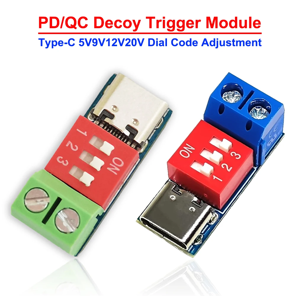 Type-C PD QC Trigger 5V~20V  Dial Code Adjustment DC Voltage Power Module Dial Adjustment Voltage Fast Charging Decoy Module