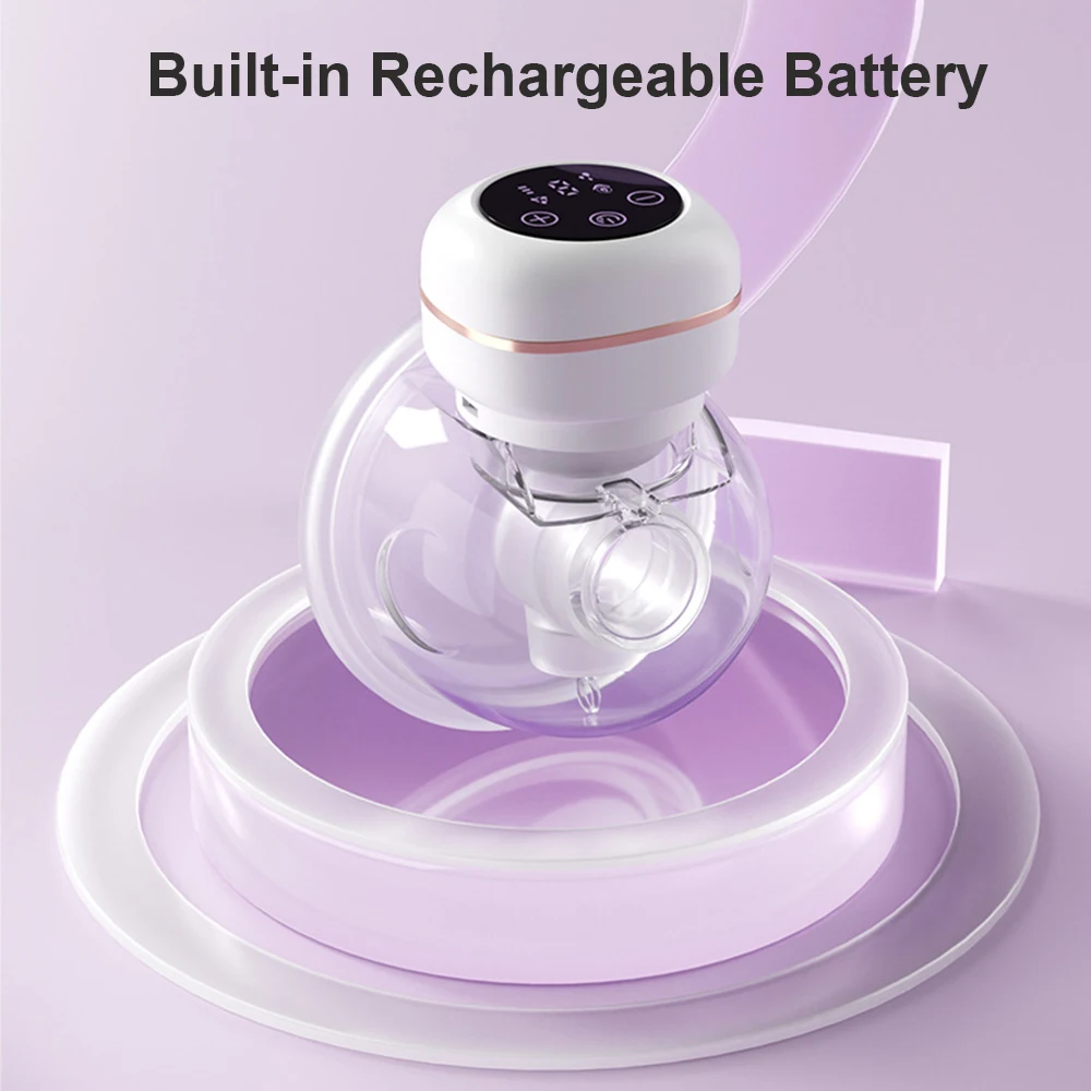 2pcs Wearable Breast Pump Portable Electric Breast Pump Hands Free Low Noise Milk Puller with 26mm Silicone Flange